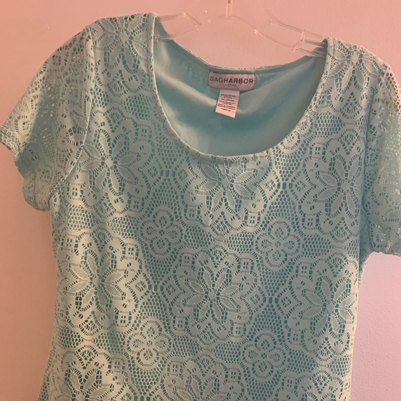 Sag Harbor Petites Size PM green Blouse - Picture 1 of 6